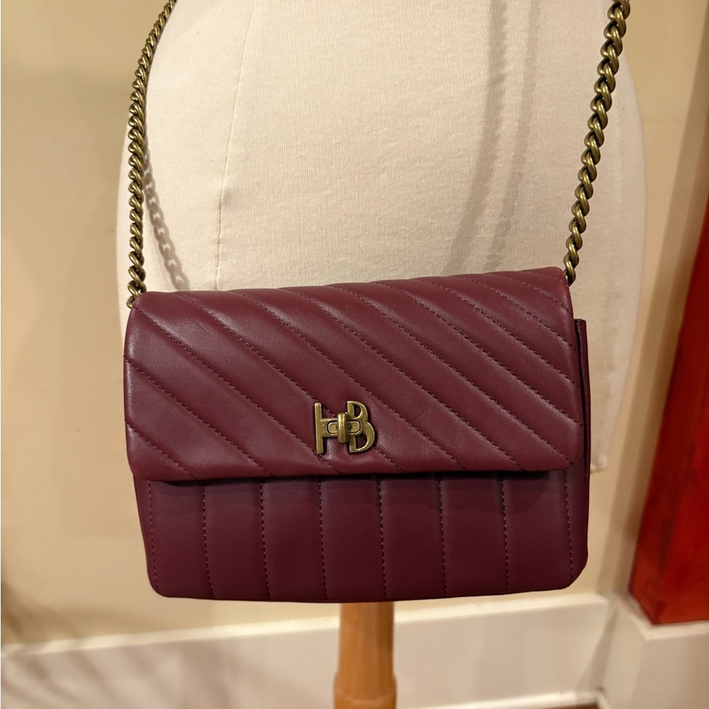 Henri Bendel Quilted Burgundy Crossbody Bag with detachable chain